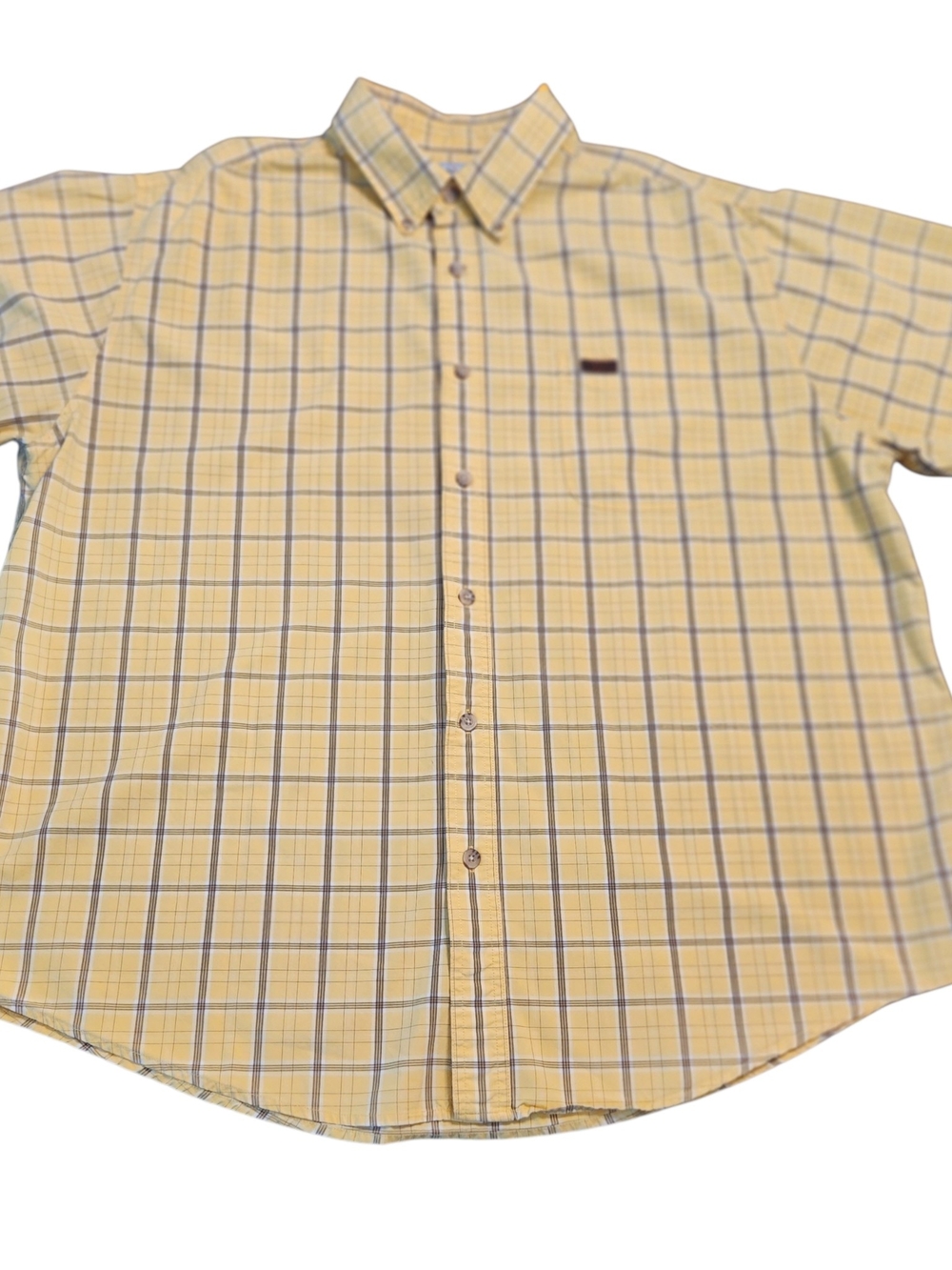 Carhartt Men's Size XXL 2X Yellow Plaid Check Short Sleeve Button-Down Shirt